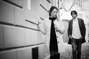 couple in love on a walk with a photographer in berlin family couple photoshooting