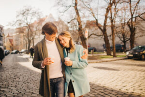 couple in love on a walk with a photographer in berlin family couple photoshooting
