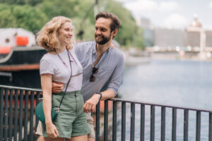 couple in love on a walk with a photographer in berlin family couple photoshooting